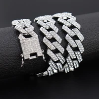 new high quality miami cuban chain necklace iced out bling hiphop fashion men women full rhinestone necklace jewelry gift