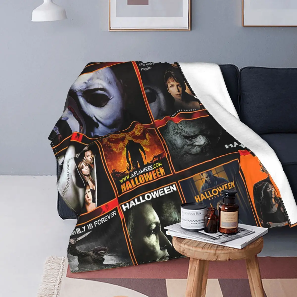 

Newest Horror Moive Blanket Fleece Spring Autumn Terror Halloween Michael Myers Soft Throw Blanket for Bed Travel Rug Piece