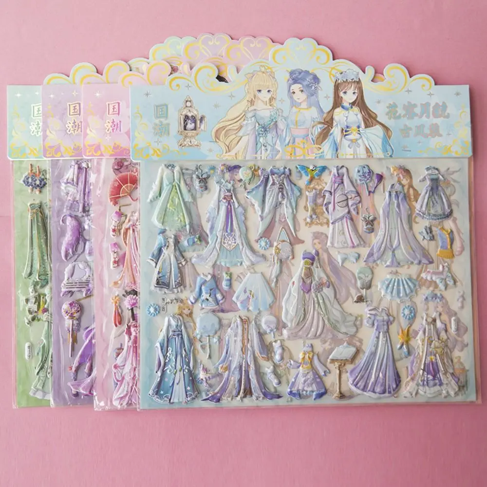 

Double layer Chinese Princess Dress Up Stickers Handmade Ancient style Princess Changing Sticker Diy Reusable
