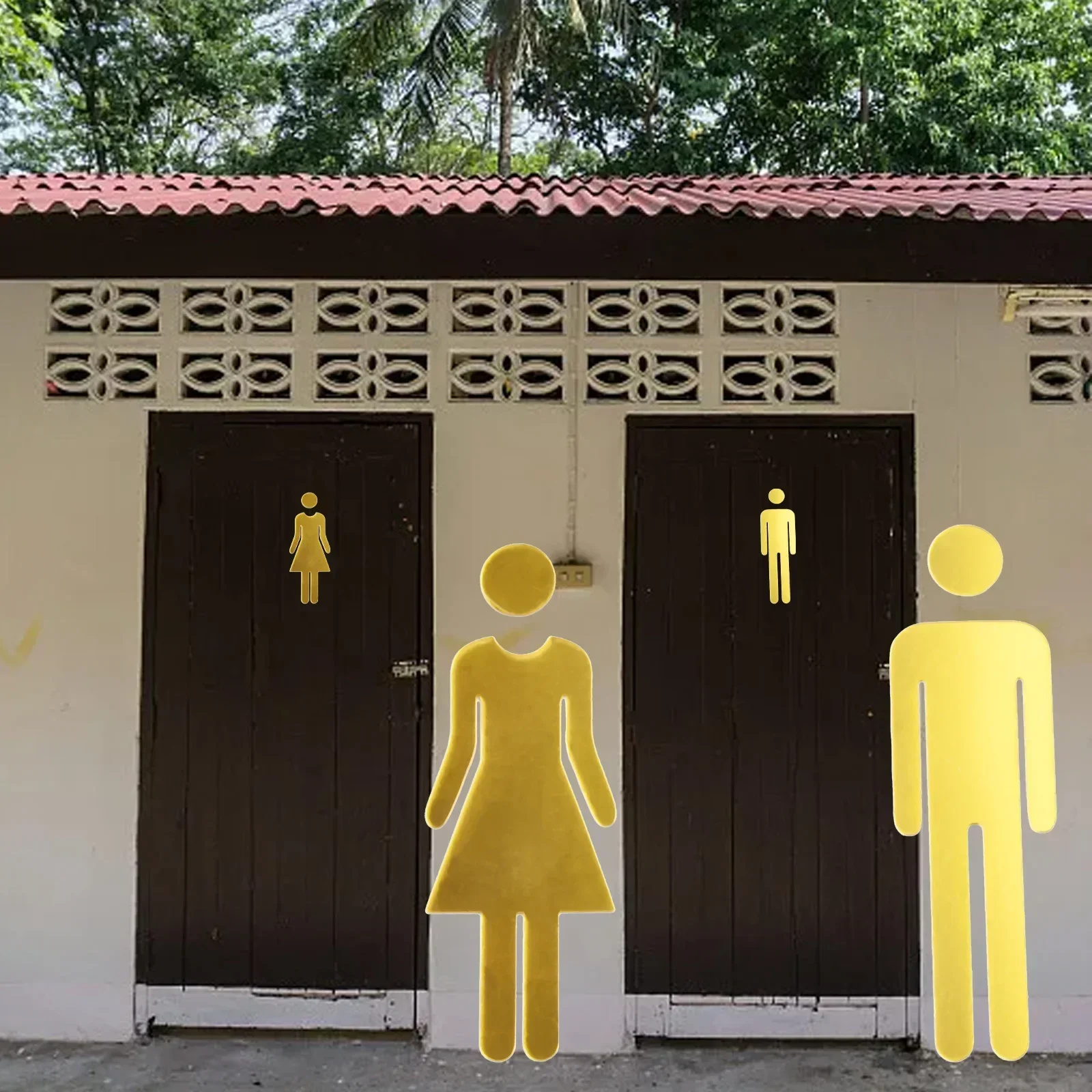 3D акриловая вывеска для туалета самоклеящаяся мужчин и женщин знак наклейка