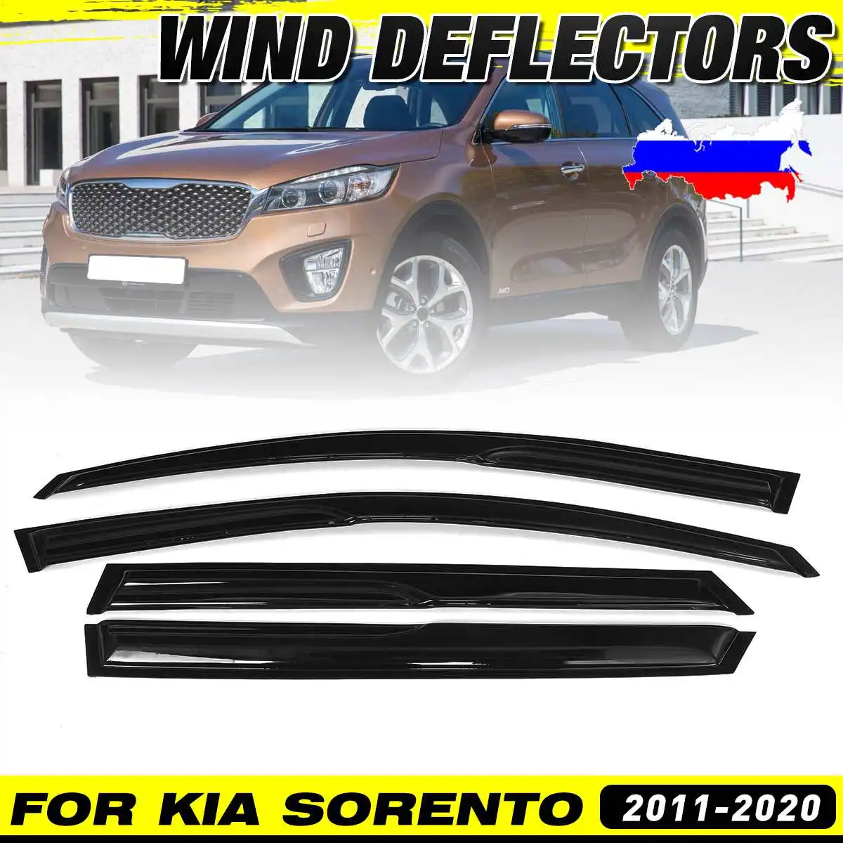 

4PCS Car Side Window Wind Visor Guard Vent Deflectors Tinted Shied Door Visor Awnings Shelters For Kia For Sorento 2011-2020