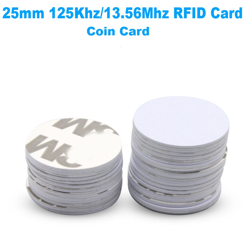 100pc/lot 125KHz/13.56MHz RFID Coin Card TK4100/M1 Tag Adhesive Sticker NFC Smart Key for Access Control Keypad Reader