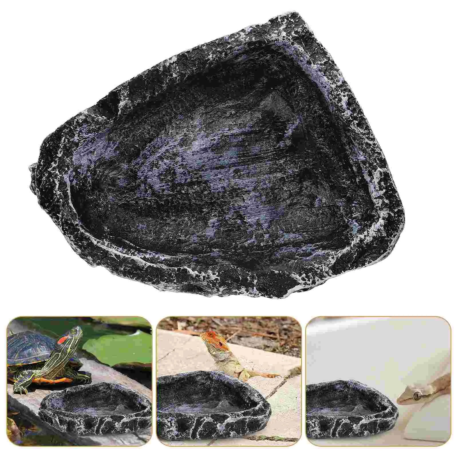 

Reptile Water Basin Crawling Pet Food Holder Drinking Bowl Terrariums Animal Plate Resin Tortoise Container Reptiles