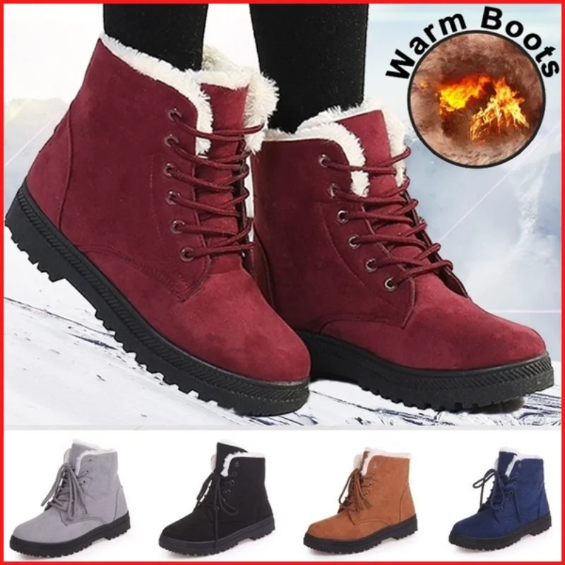 2023 NEW Women Boots Winter Ankle Boots for Women Winter Shoes Female Snow Boots Botas Mujer Warm Plush Shoes Woman Plus Size 44