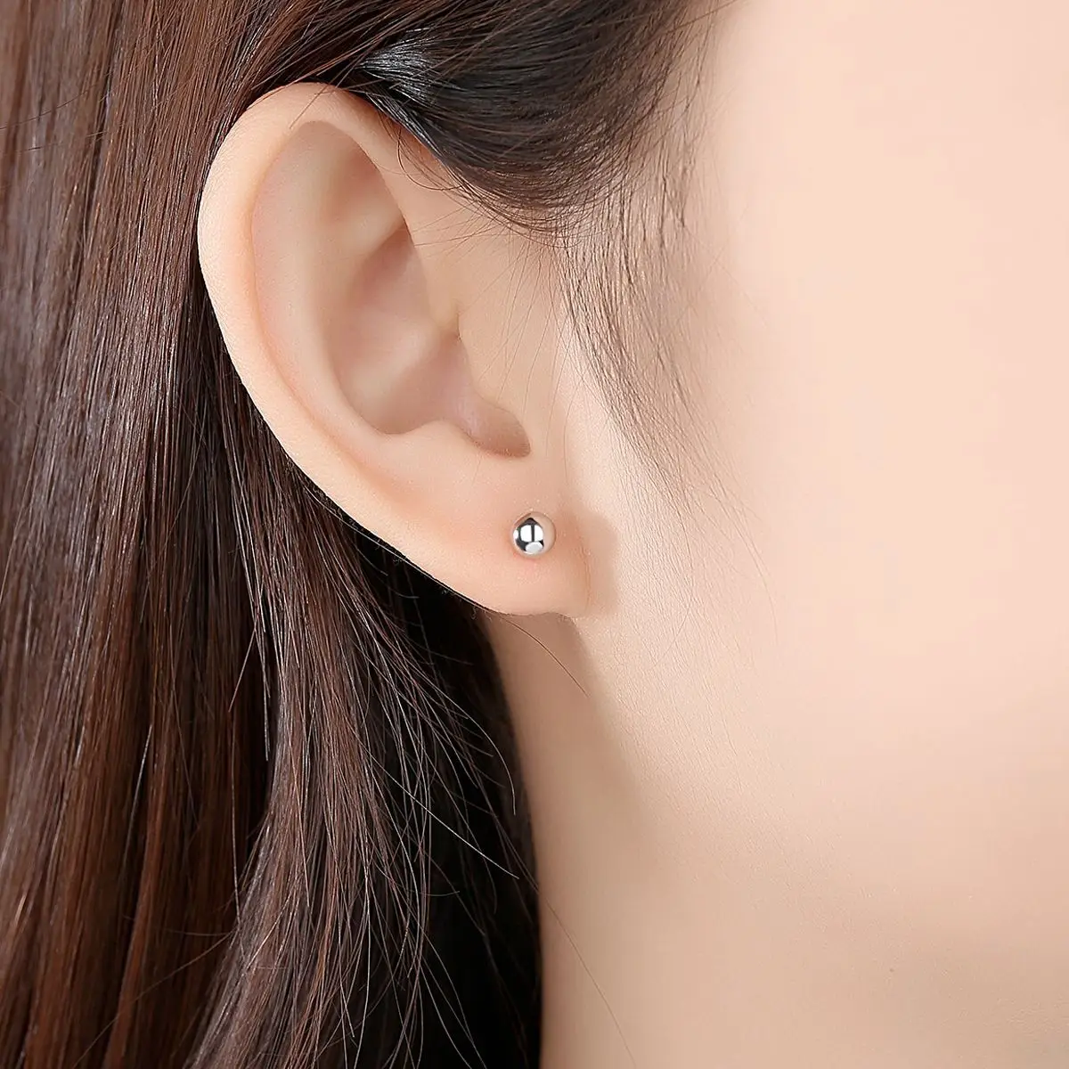 

Raise the ear hole sterling silver ear ding S925 silver ear jewelry simple mini cute little fresh earrings