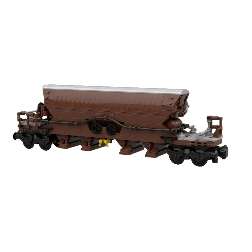MOC Brick Freight Train Building Blocks Set Model For 10277 Hopper Wagon Brown Construction Bricks Kidsl Toys Gift