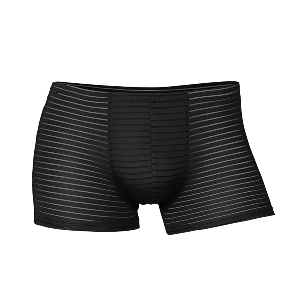 

Men's Sexy Boxers See Through Striped Briefs Sheer Mesh Sissy Pouch Panties Fashion Underwear Sport Shorts Bottom Pants Lingerie