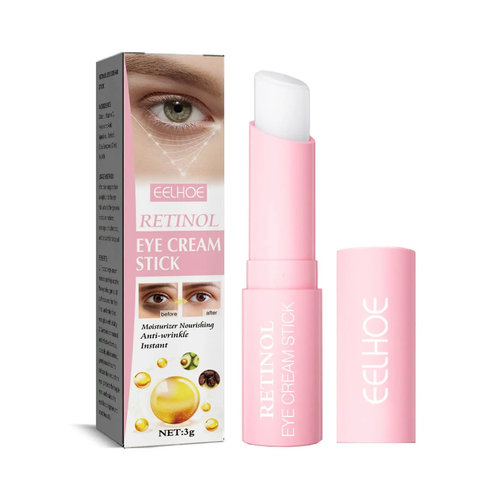 

3g Retinol Eye Cream For Face Lifting Moisturizing Balm Stick Anti-Wrinkle Anti-Puffiness Remove Dark Circles Eye Bags Care