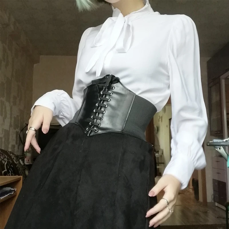 Retro Simple Leather Pu Lace Up Women's Court Waist Elastic Wide Waist Closure Decorative Fashion Belt dress belt 5 Retro Simple Leather Pu Lace Up Women's Court Waist Elastic Wide Waist Closure Decorative Fashion Belt dress belt 5
