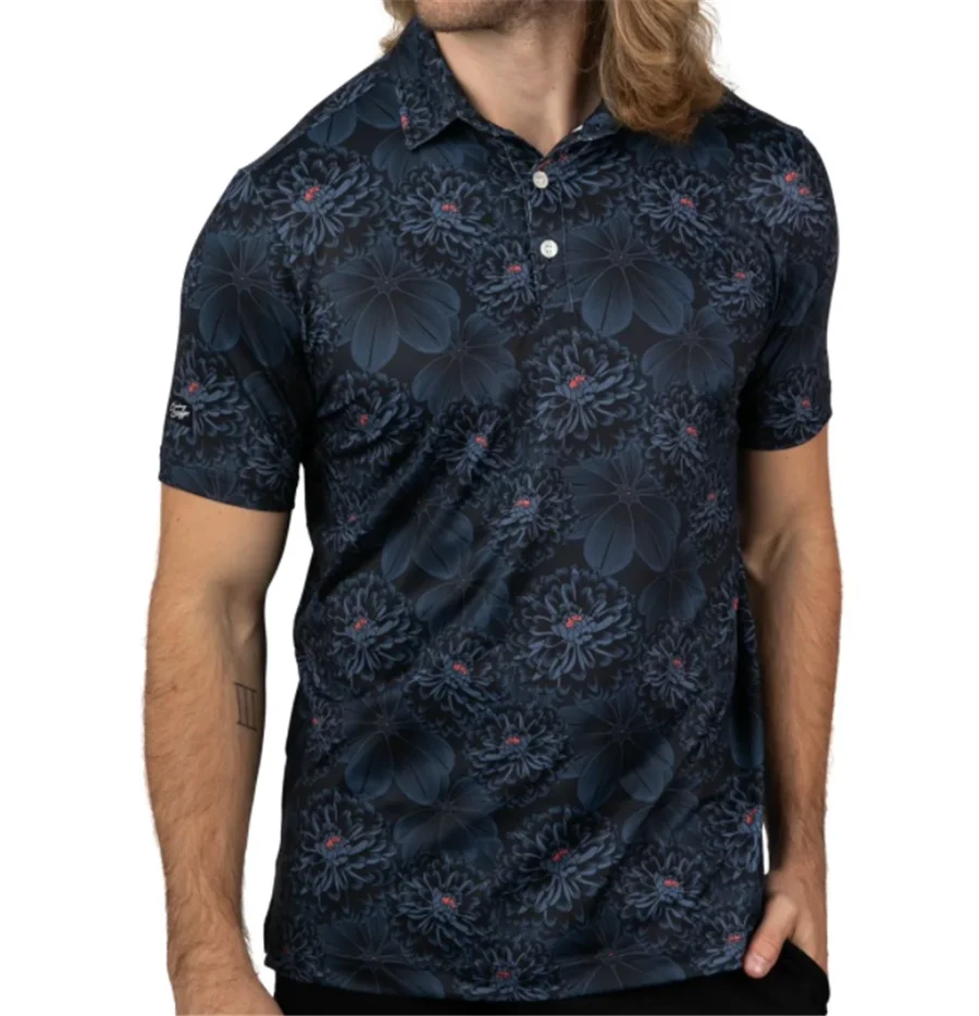 2023 new sunday swagger Men's fashion printed POLO shirt summer short -sleeved outdoor golf shirt F4 racing casual T -shirt top