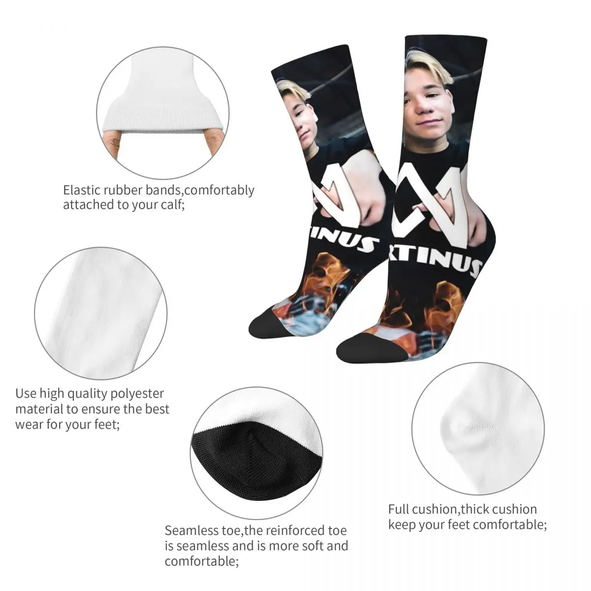 Фото Men Socks Marcus And Martinus Twin Boys MM Singer Stockings Autumn Fashion Medium Soft Socks Custom Cycling Anti Sweat Socks №5