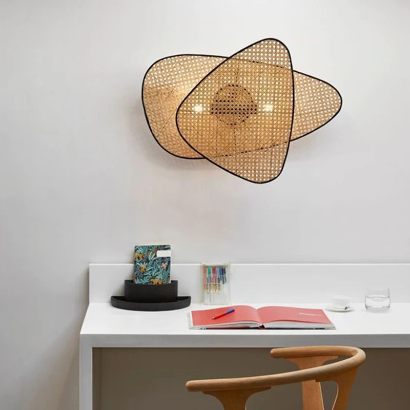 

Japanese Style Wall Lamp Creative Special Chinese Style Zen Antique Bedside Wall Lamp Rattan Woven Aisle Corridor B & B Lamp