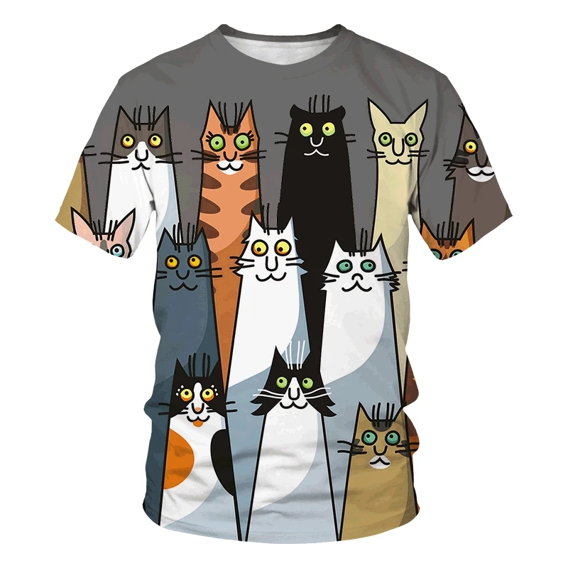 

Men's Children's D Cat T shirt Funny And Creative Street Clothing Short Sleeve O neck Comfortable And Casual Summer Thin Top