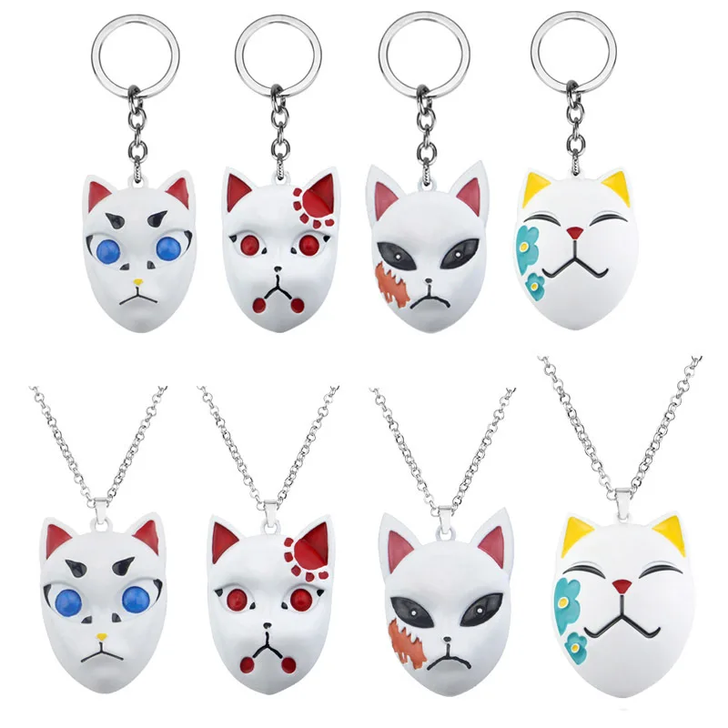 

Demon Slayer Necklace Women Anime Kamado Tanjirou Necklaces Woman Fashion Cosplay Mask Pendant Silver Color Zinc Alloy Naszyjnik