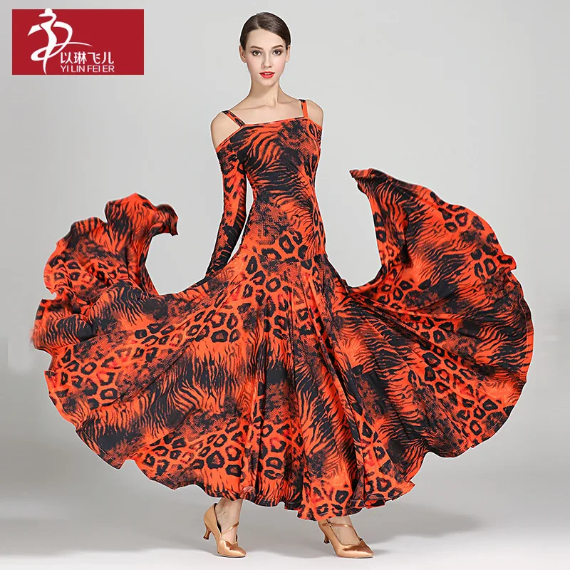 

1pcs/lot black print ballroom waltz dress rumba Standard dress Ballroom dance dress