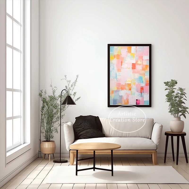 Пастельный абстрактный художественный принт холст живопись пастельные цвета