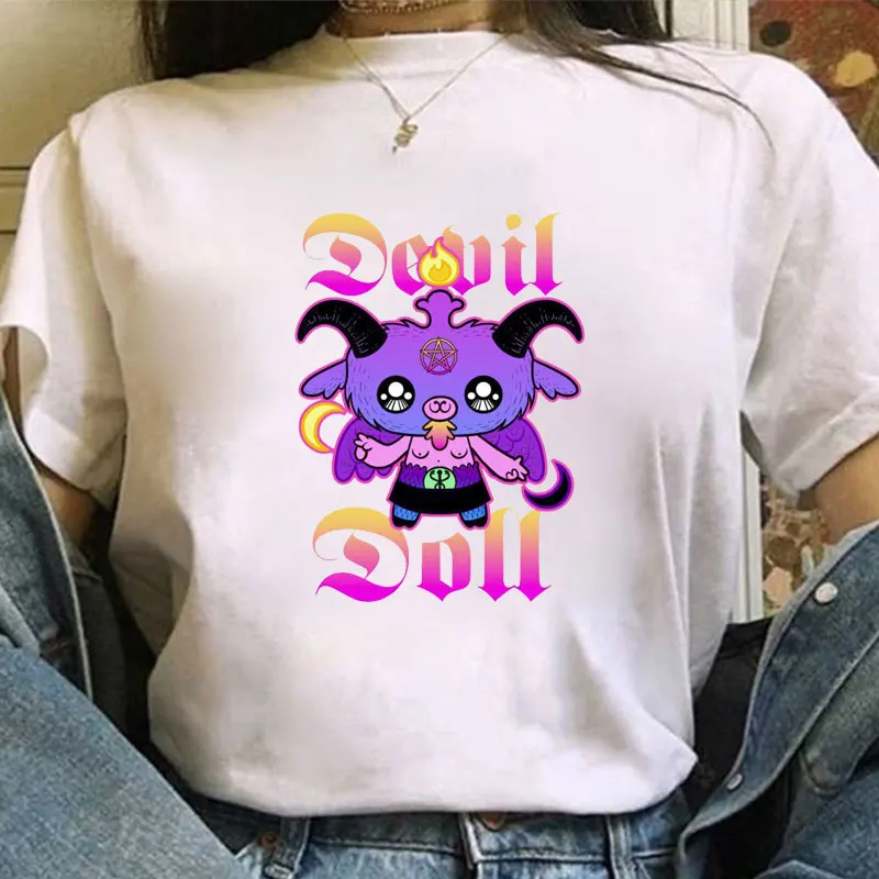 Axolotl Kawaii Baphomet Pastel Goth Cute жуткий Nu печатная Футболка унисекс Harajuku винтажные