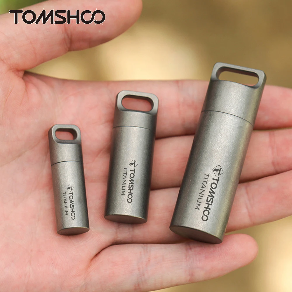 

Tomshoo Mini Sealed Waterproof Pill Box Pure Titanium Perfume Storage Case Pendants EDC Tools Eco-friendly Outdoor Home Pill Box