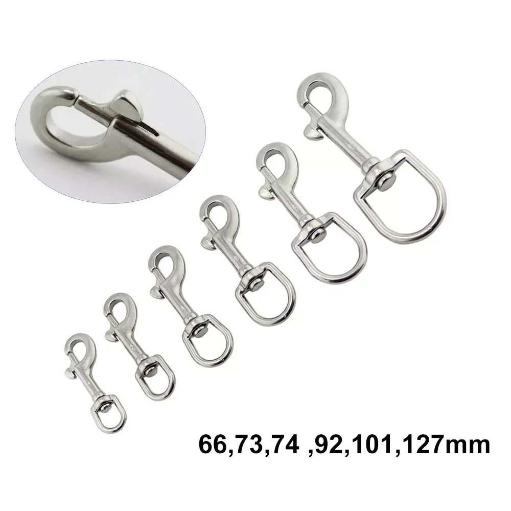 

316 Stainless Steel Diving Clamps Swivel Snap 66/73/84/92/100/127mm Swivel Hook Single Ended Bolt Hook Buckle (6 or 5 or 4Pcs)