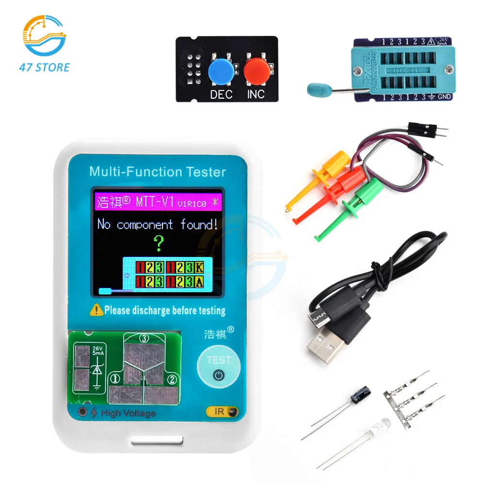 

High Precision MTT-V1 Multimeter ESR Meter Transistor Tester Colorful Display TFT Diode Triode Capacitance SCR Inductance Meter