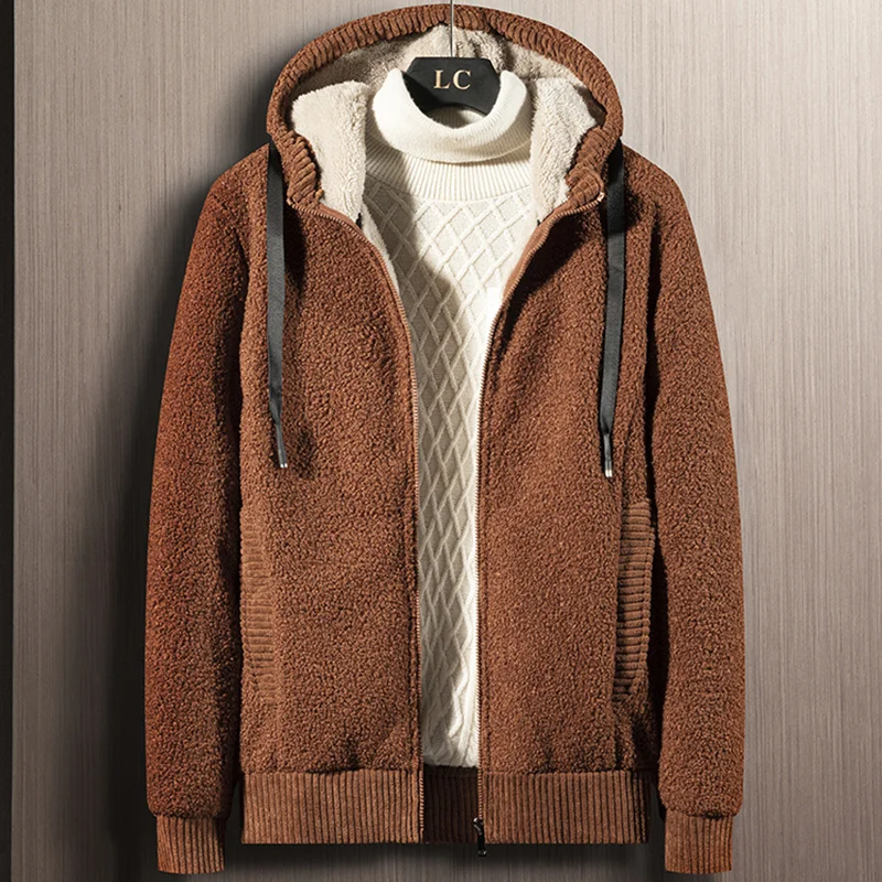

Brand New Winter Thick Warm Fleece Jacket Men Hooded Windbreaker Outfits Soft Velvet Thermal Coats Big Size 6XL 7XL 8XL