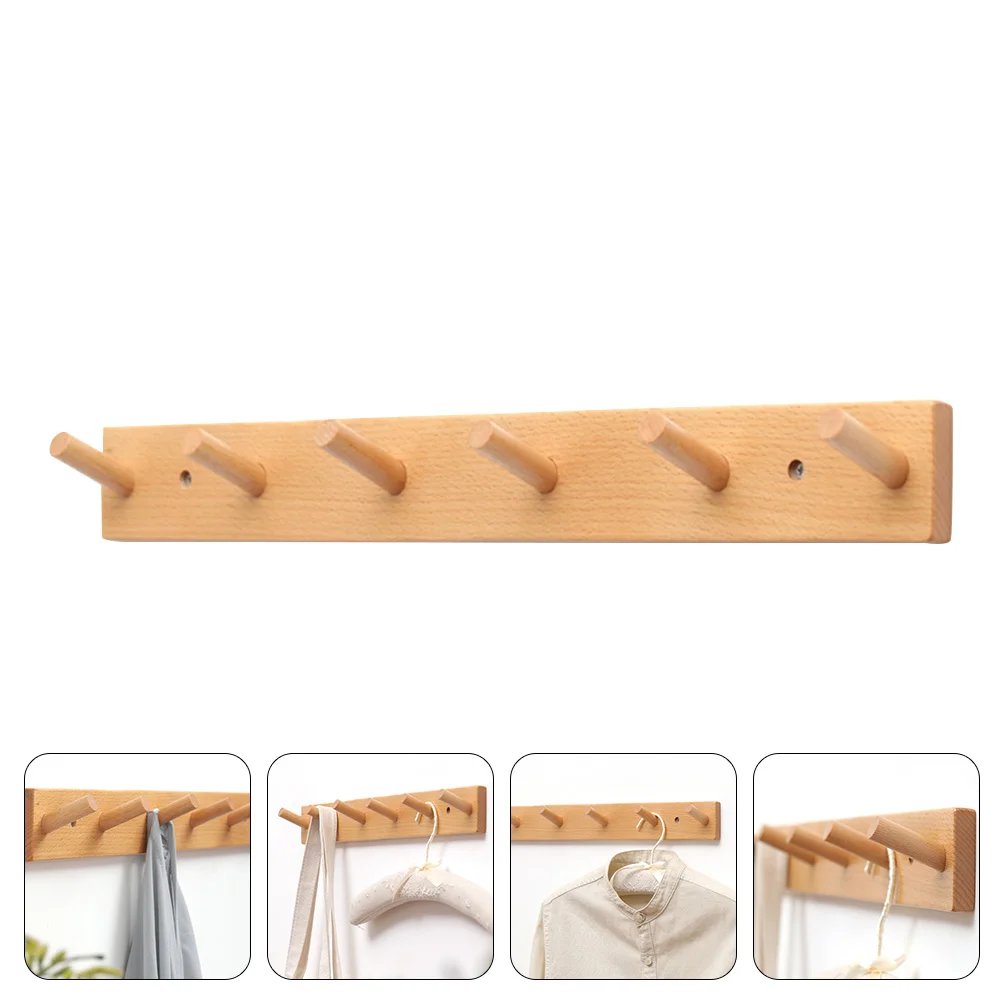 

Wall Hooks Wooden Hook Rack Coat Hanger Wood Clothes Hat Rustic Storage Towel Mount Hanging Mounted Organizerdoor Kitchen