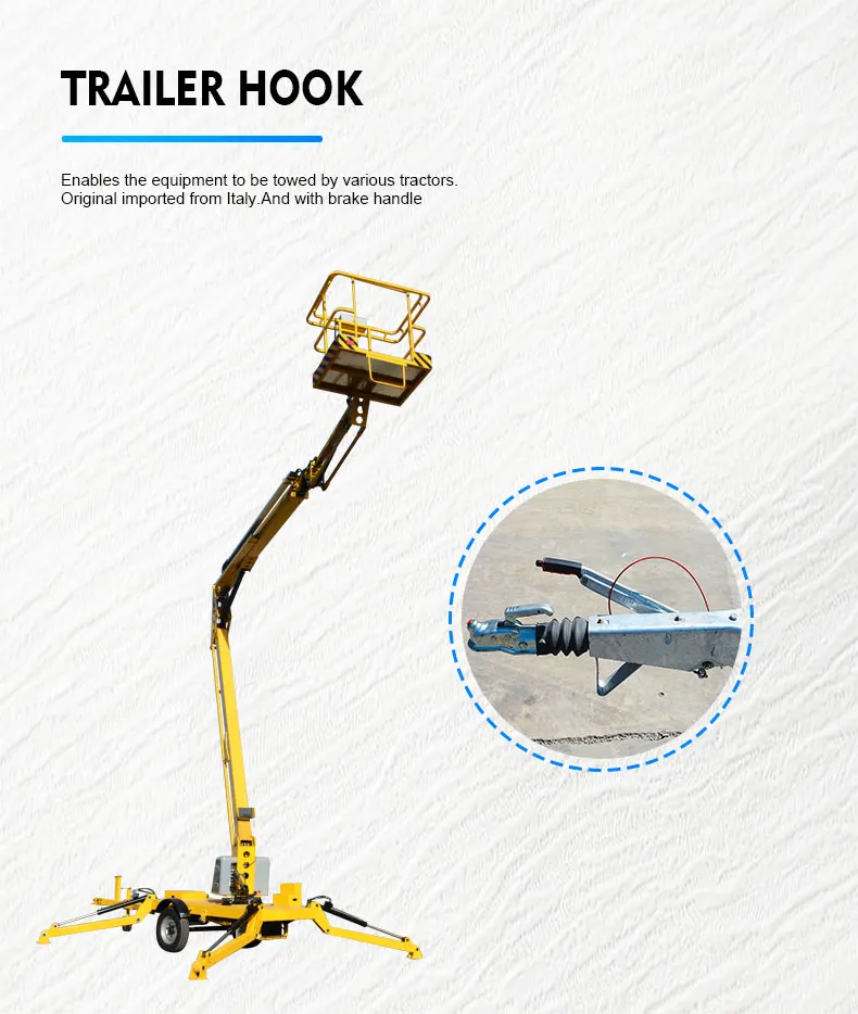 

Qiyun 6m-22m new trailer mounted sky boom lift aerial work crawler boom lift tracked cherry picker with CE ISO