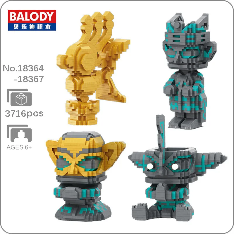 

Balody старинный Sanxingdui цивилизационная Золотая маска голова птица Монстр священник 3D Мини Строительные искусства без коробки