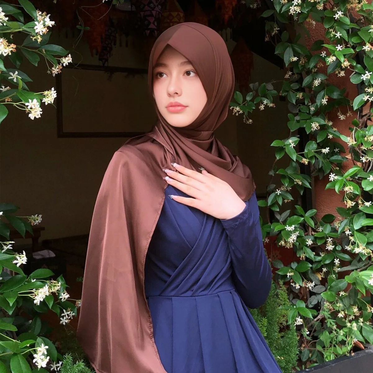 Мусульманский женский атласный шарф тюрбан мгновенный хиджаб модный головной