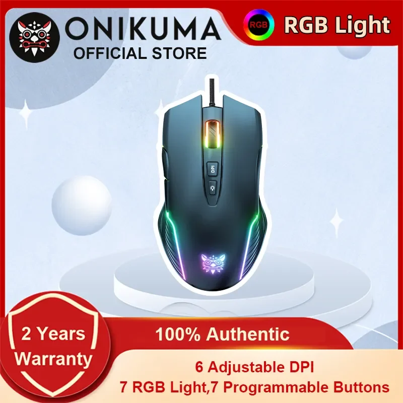 

CW905 Gaming Mouse Adjustable 6400 DPI 6 7 Programming Buttons Dynamic RGB Ergonomic Design Mice for Laptop PC Gamer