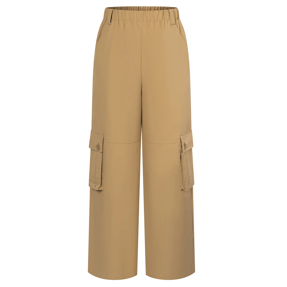 Jasambac женские брюки с высокой талией прямые модные повседневные эластичной