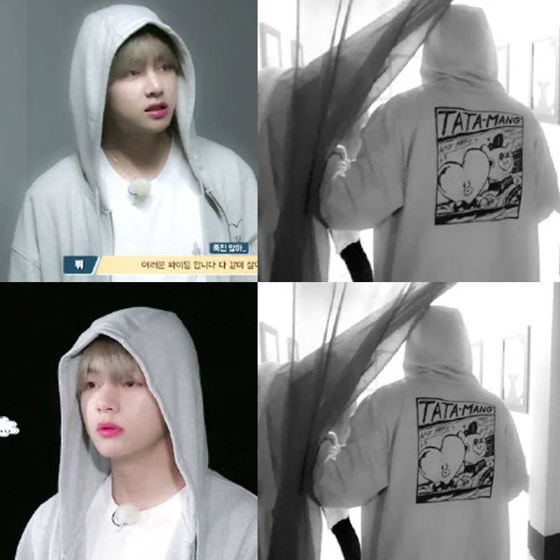

Толстовки на молнии Bangtan Boys с V-образным вырезом, уличная одежда, Корейская версия, свободные топы, Одежда большого размера для студенток в ст...