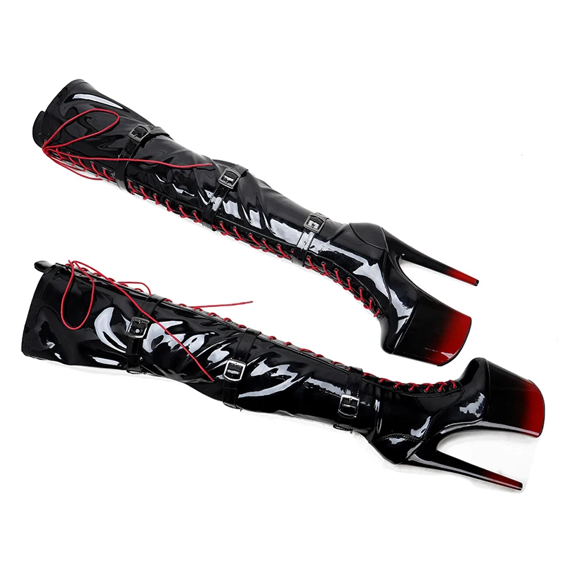 Leecabe  20cm/8inch Patent Upper  new style sexy young trend fashion  boots High Heel  platform Pole Dance boot