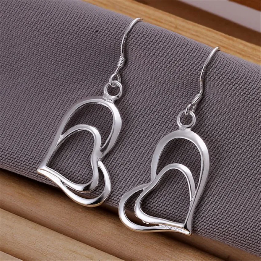

korean new 925 Stamp Silver color Earrings for Women fashion Jewelry love heart earrings Couple gifts Trendsetter recommendation