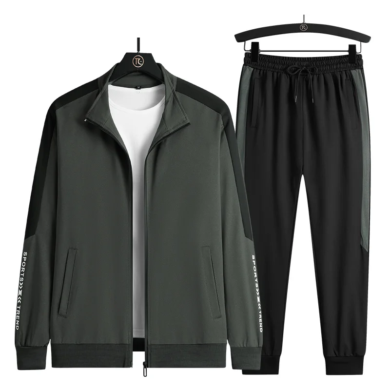 

Men's Casual Sets Spring Autumn 2022 NewSolid Color Cardigan Jacket Fashion Sweatpants Two 2 Piece Suit Men Trajes De Hombre