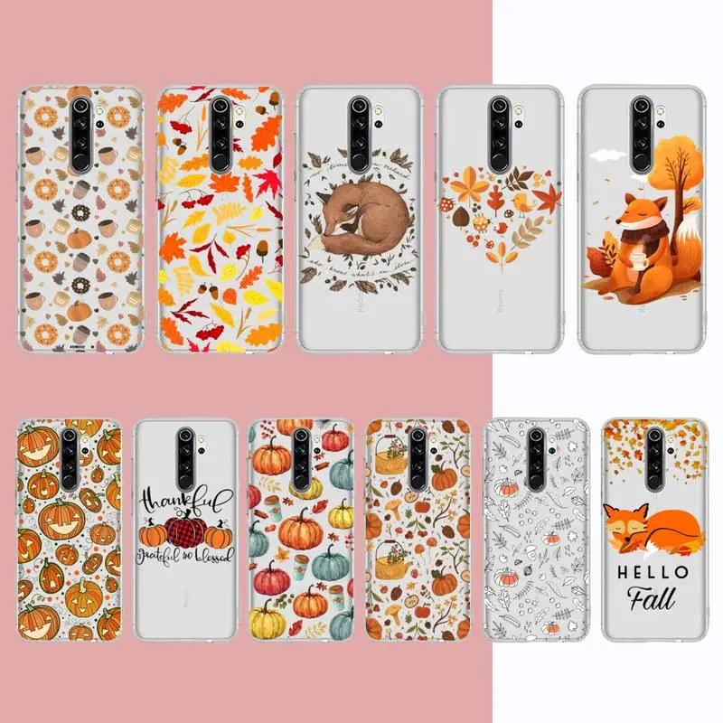 

MaiYaCa Happy Autumn Pumpkin leaf Phone Case for Samsung A51 A52 A71 A12 for Redmi 7 9 9A for Huawei Honor8X 10i Clear Case