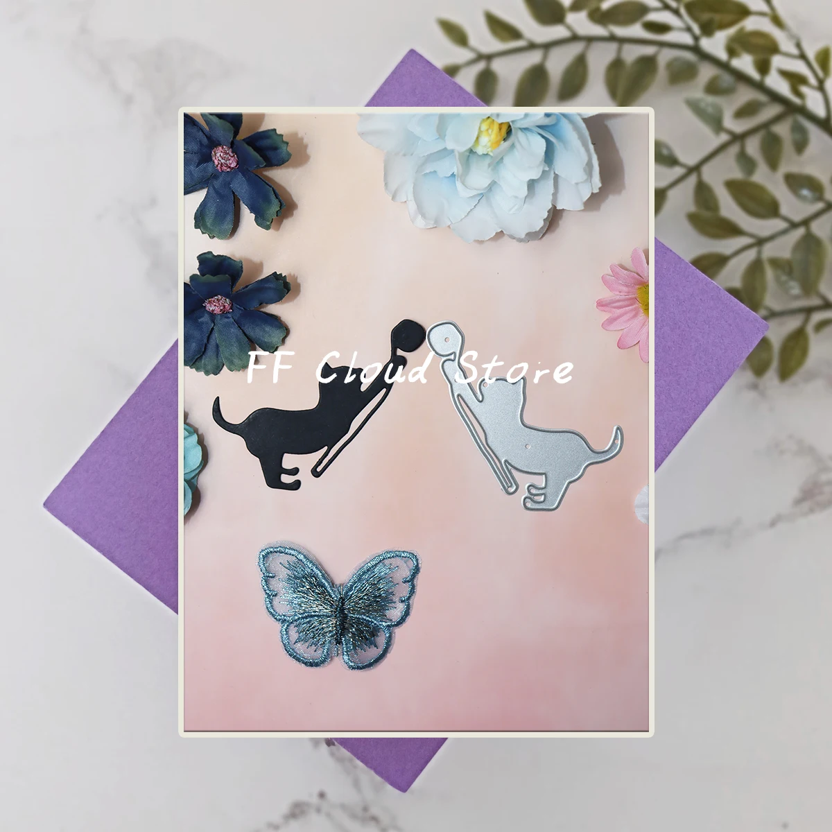 Вырубные штампы в виде кота сделай сам поздравительная открытка фотографический