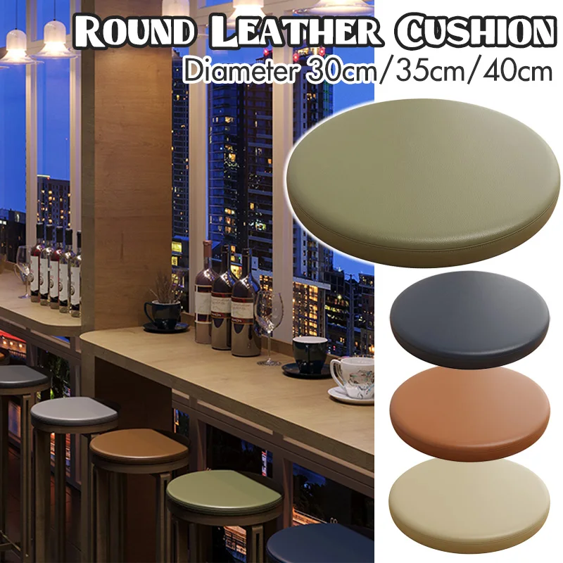 

Waterproof Round PU Leather Cushion Bar Stool Cushion Bay Window Futon Soft Stuffed Pouf Memory Foam Dining Chair Seat Cushion