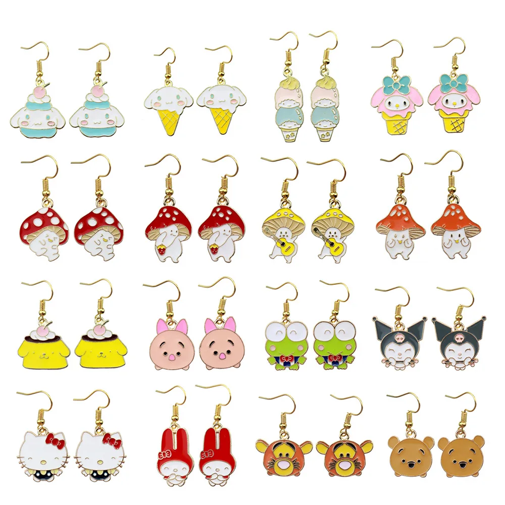 

Anime Cartoon Kuromi Mymelody Animal Earrings Kawaii Sanrio Cinnamoroll Kt Cat Cute Earrings Fashion Creative Earrings Girl Gift