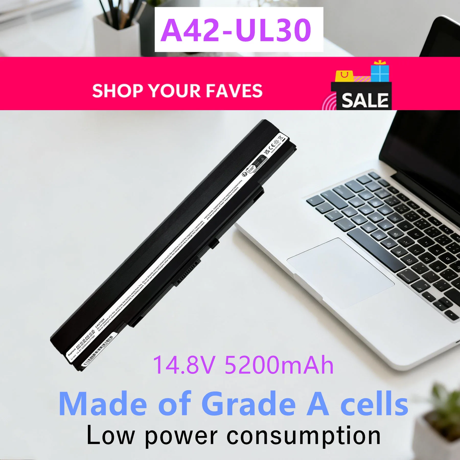 Фото Аккумулятор для ноутбуков Asus A42-UL30, U40S, PL30, A31-UL30, A31-UL50, A31-UL80, A32-UL30, A32-UL50, A32-UL80, A41-UL30, A41-UL50, A41-UL80 №2
