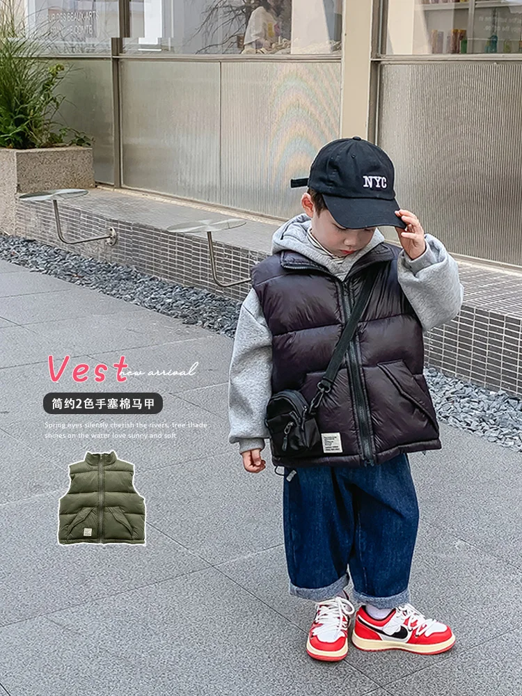 

Children's Winter Clothing Coat for Boys down Cotton Vest 2022 New Korean Style Fashion Baby Winter Thermal Vest Tide