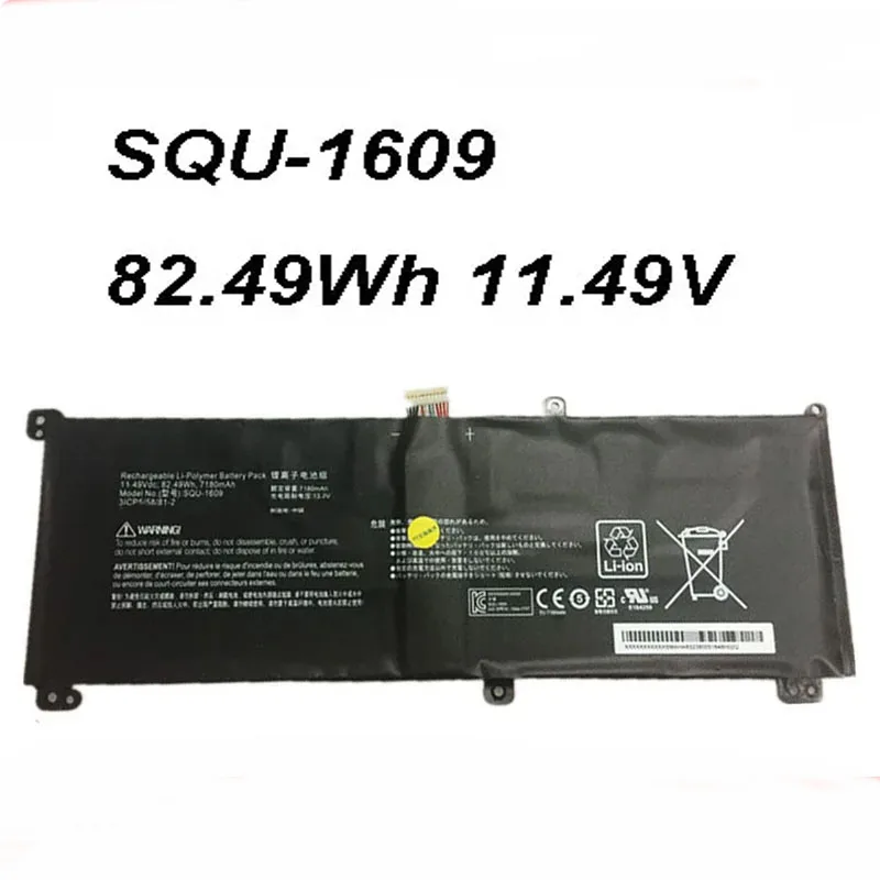 SQU-1609 82.49Wh 7180mAh 11 49 V Аккумулятор для ноутбука Hasee SQU-1611 31CP5/58/81-2 Series Tablet