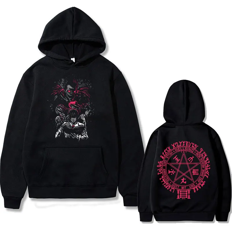

Japanese Anime Death Note Graphic Hoodie Men's Manga Sweatshirt Men Cotton Oversized Pullover Male Hellsing Logo Print Hoodies