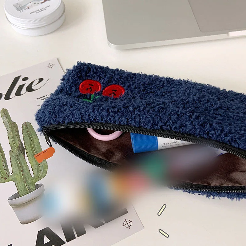 Сумка-карандаш с вышивкой вишни плюшевый пенал сумка для канцелярских