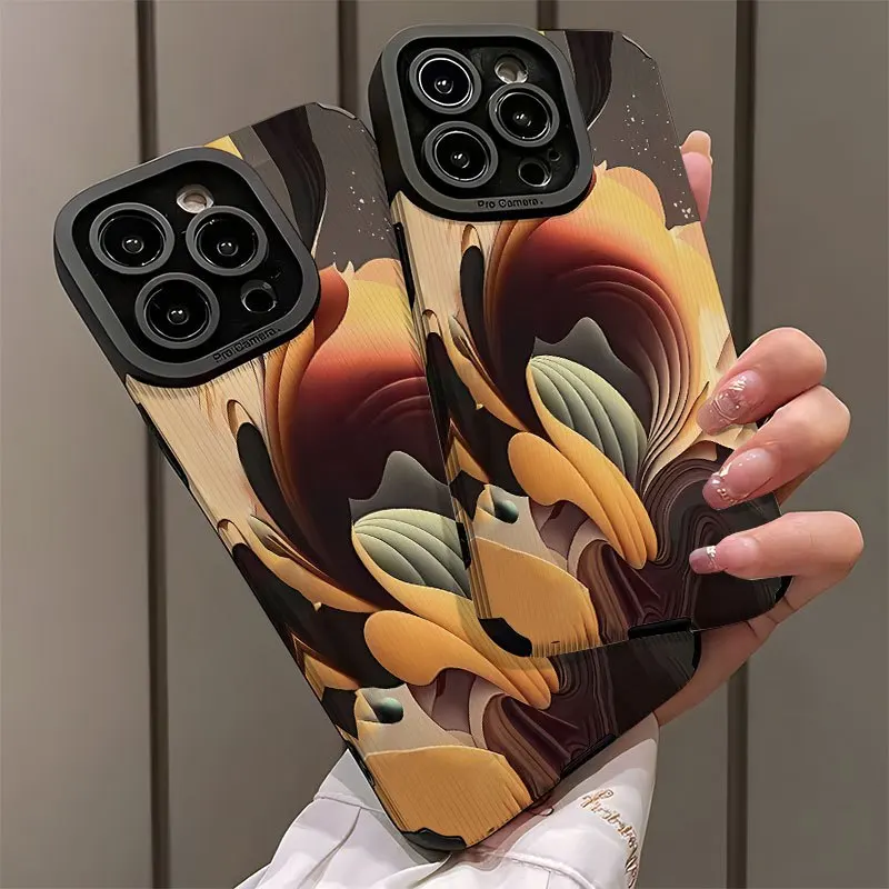 Фото Чехол для iPhone 17 Pro Max, оранжевый, коричневый, абстрактный, матовый, совместимый с iPhone 17, 16, 15, 14, 13, 12, 11 №4
