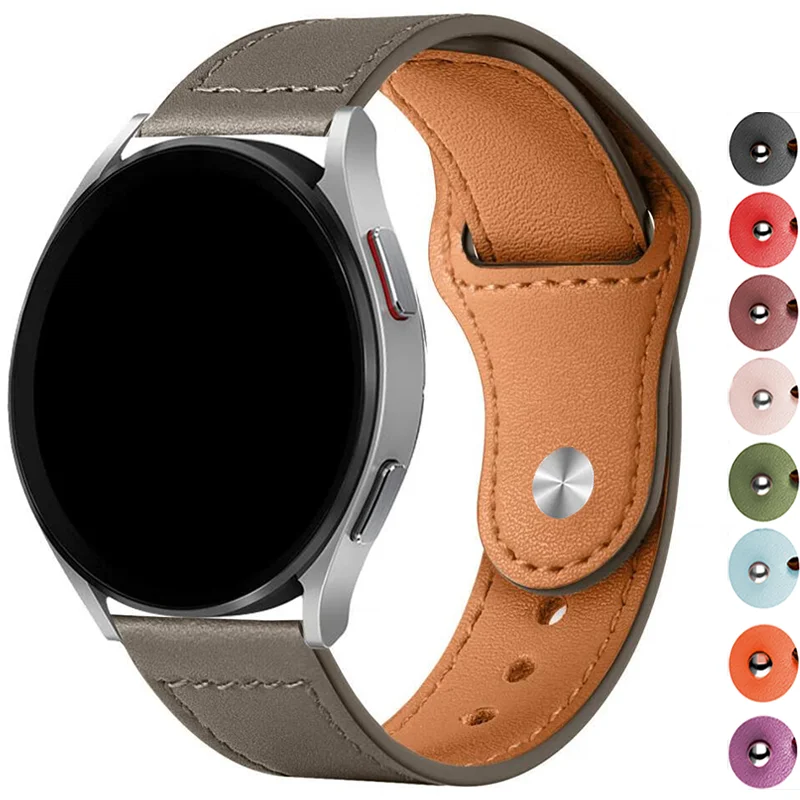 

20/22MM Leather Bands For Samsung Galaxy Watch Active 2 5/pro/4/Classic 44/40mm Galaxy 3 45mm Strap Bracelet Huawei GT 2/3 4 Pro