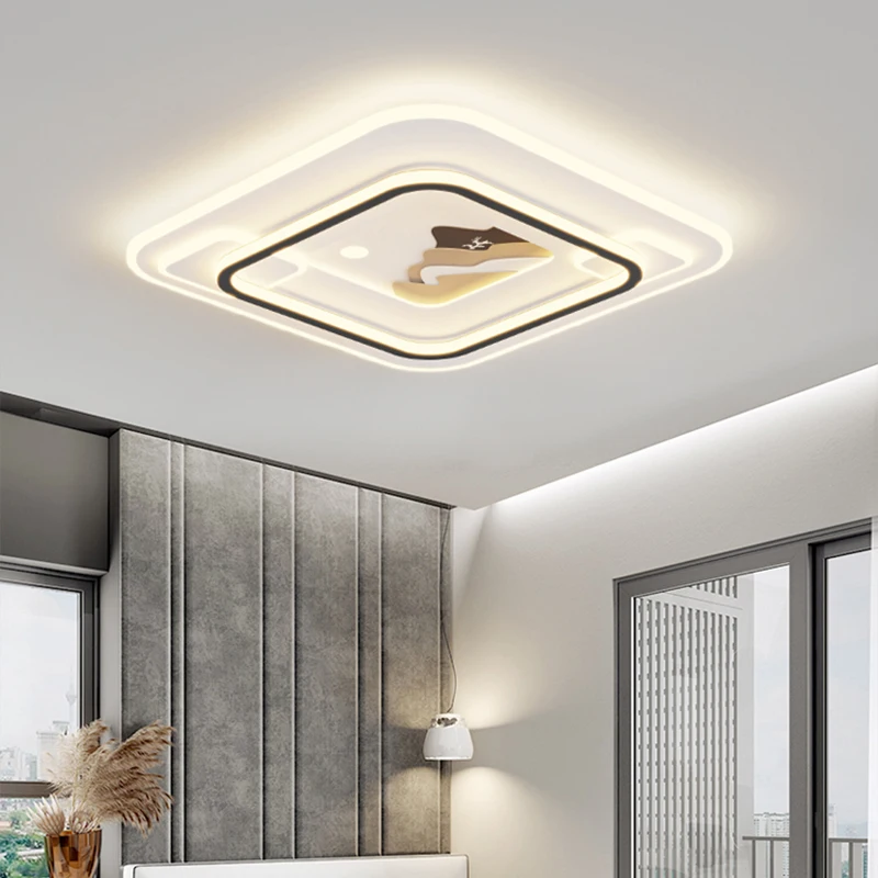 Современная простая Стильная черная искусственная потолочная лампа освещение