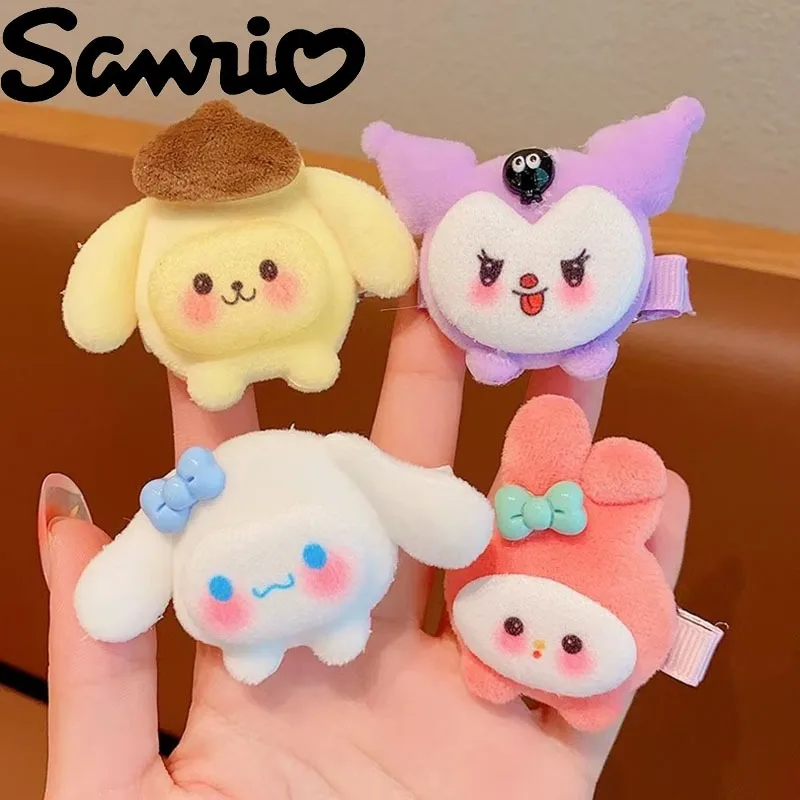 

Sanrio Kuromi Cinnamoroll плюшевый боковой зажим Мультяшные милые боковые челки заколки для волос инструменты для макияжа головной убор шпилька для волос аксессуары для волос