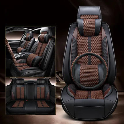 

High quality! Full set car seat covers + Steering wheel cover for Volkswagen Touareg 2018-2011 fashion breathable seat cushion