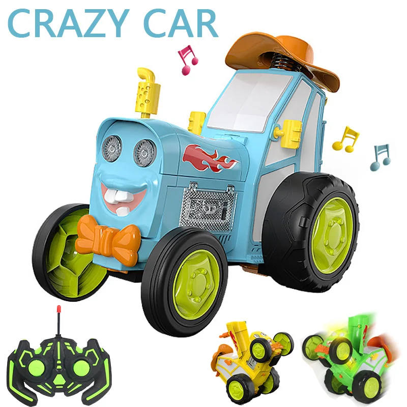 With Music Lights Crazy Jumping Vehicle Infrared Remote Control Stunt Cars Walk Upright Rc Truck Funny Children Toys